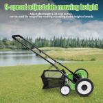 16" Manual Lawn Mower with Bag and 5 Blades