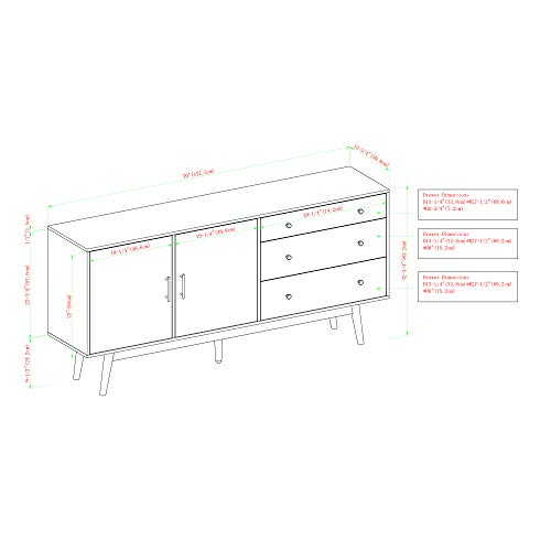 Mid-Century Modern Walnut Sideboard Cabinet, 70 Inch