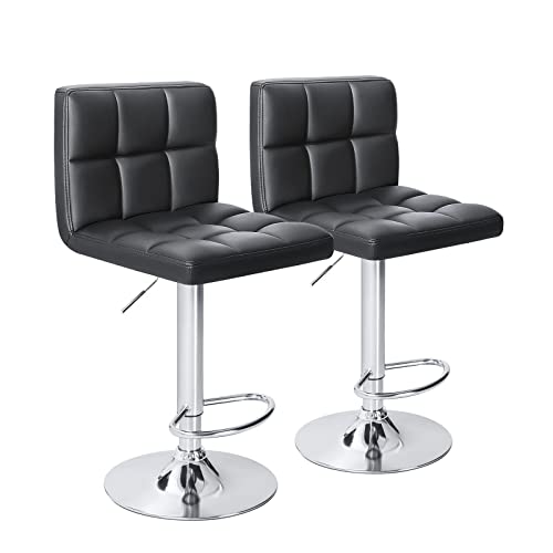 Modern PU leather barstools with adjustable height (set of 2)