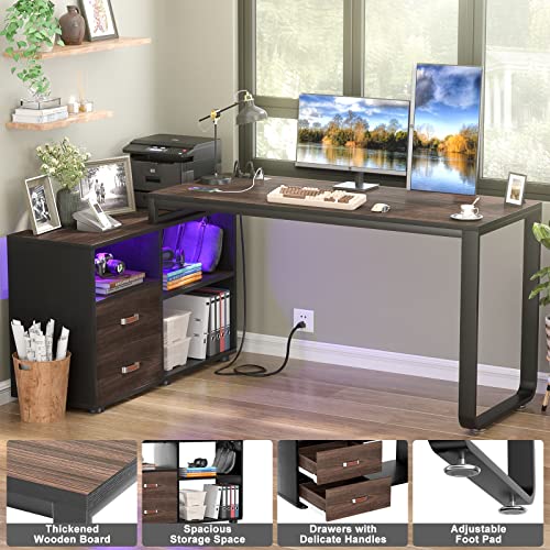 Large L-Shaped Desk with Storage and Power