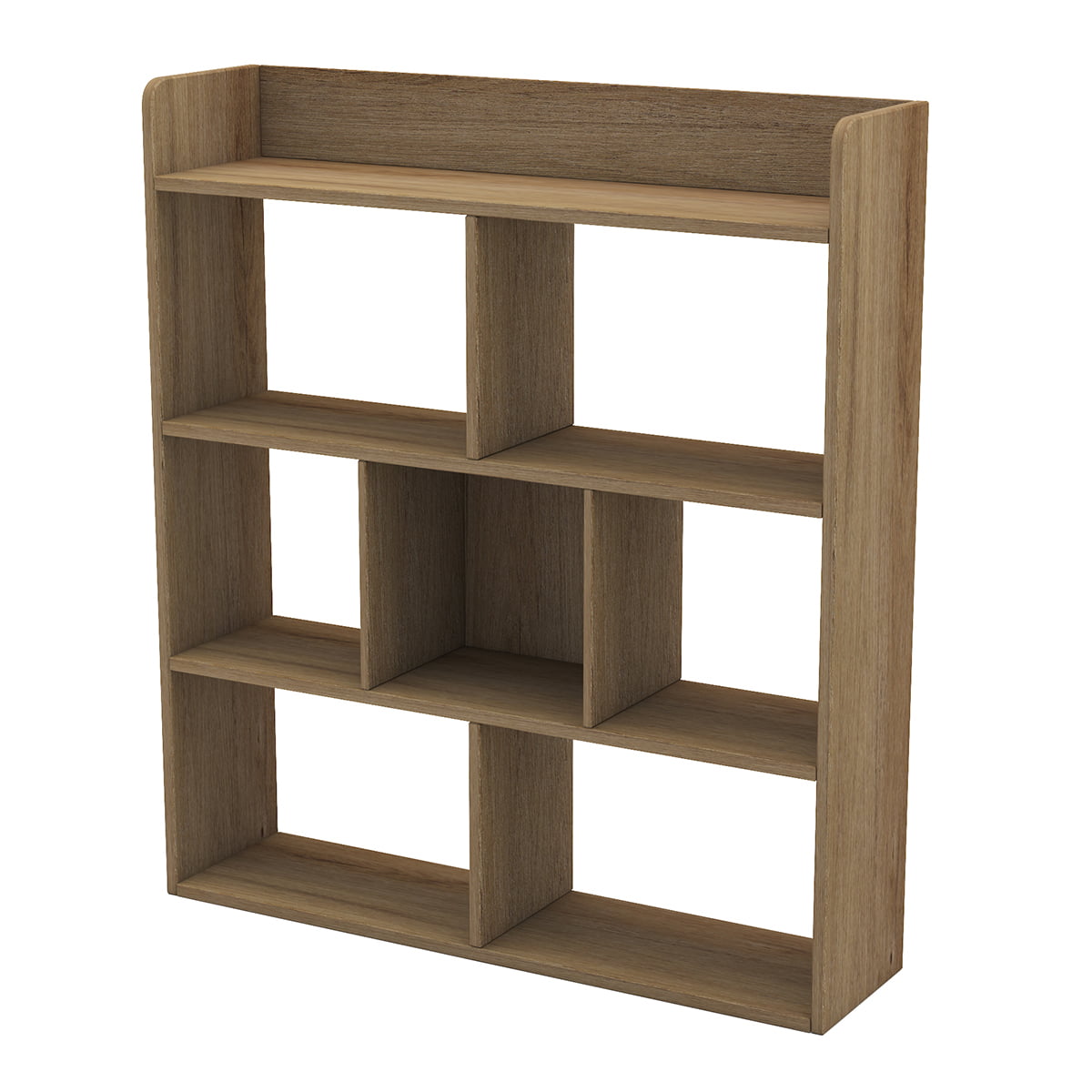 Modern Wooden 7 Cube Bookshelf Organizer