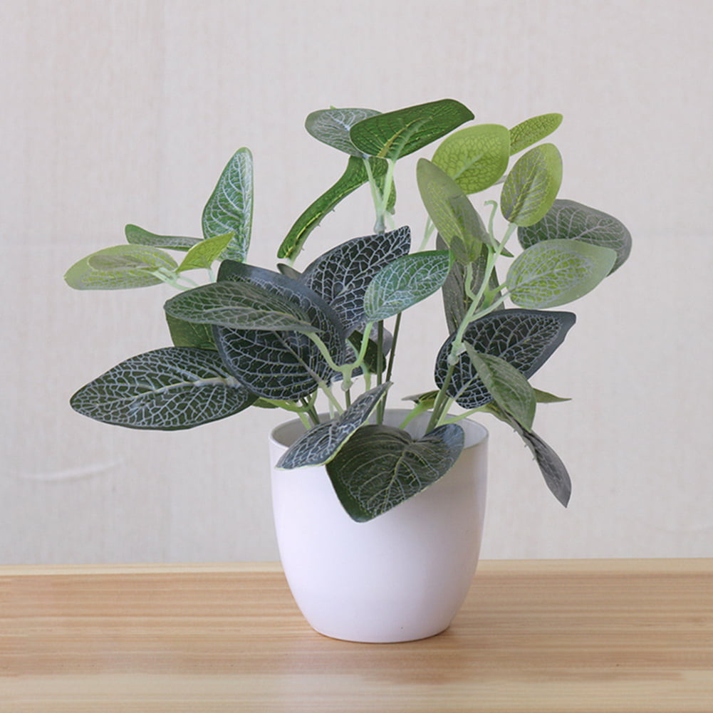 Faux Plants in White Pot for Indoor Decor