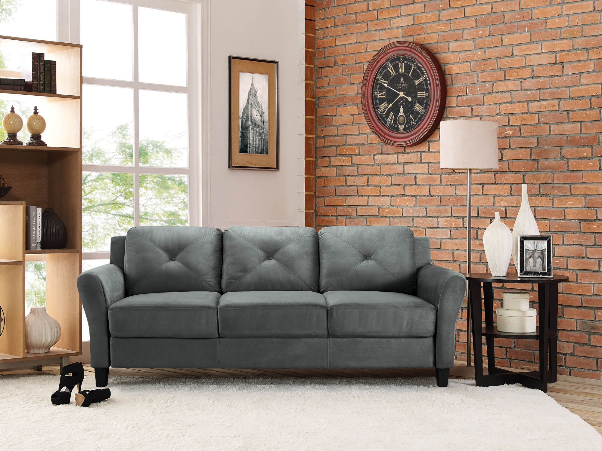 Dark Gray Taryn Sofa with Rolled Arms