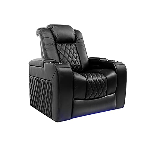 Italian Leather Power Recliner with Lumbar & Head Support