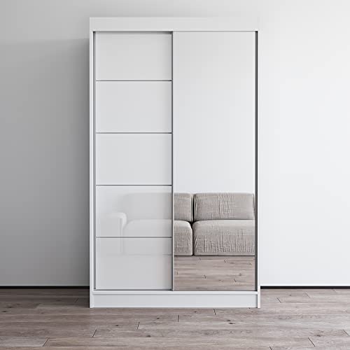 Aria 2 Door 47" Wardrobe (White with Mirror)