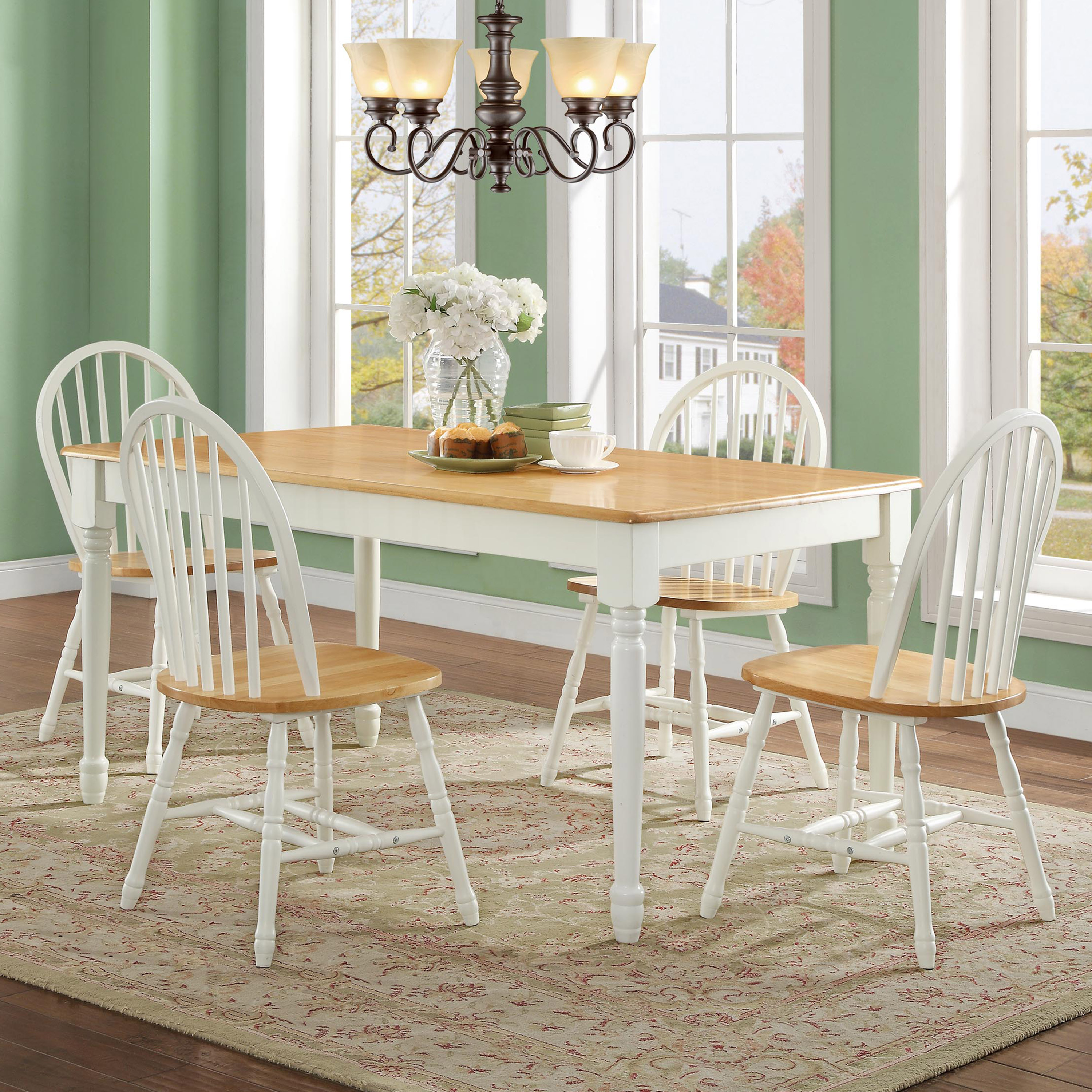 Autumn Lane Windsor Dining Chairs, White/Oak (Set of 2)