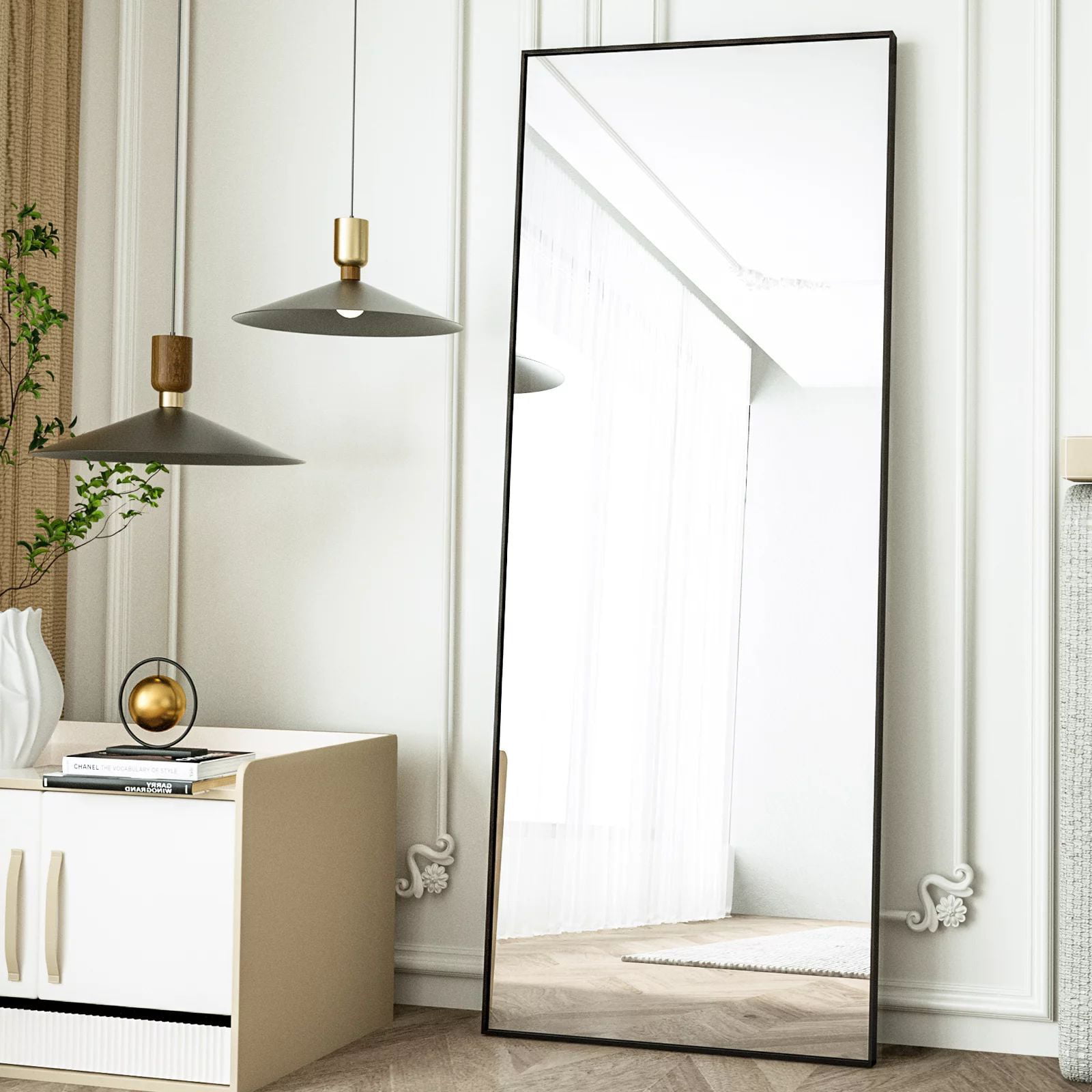 Full-Length Black Mirror for Dressing Room