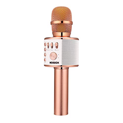 BONAOK Wireless Bluetooth Karaoke Microphone - Rose Gold