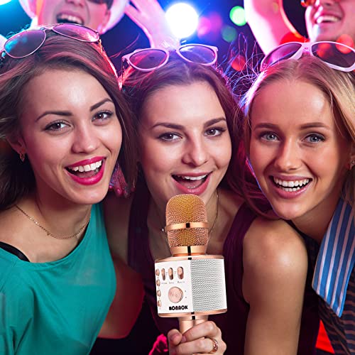 BONAOK Wireless Bluetooth Karaoke Microphone - Rose Gold
