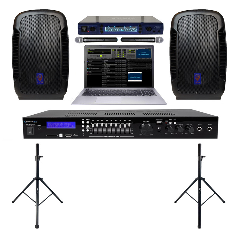 Laptop Karaoke System with Bluetooth Speakers and Recording