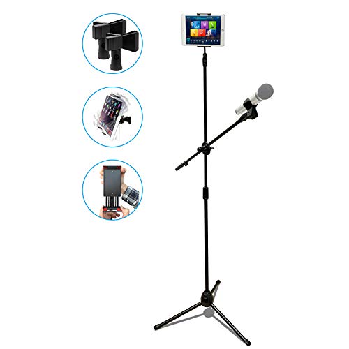 Adjustable Karaoke Microphone Stand with Tablet Holder