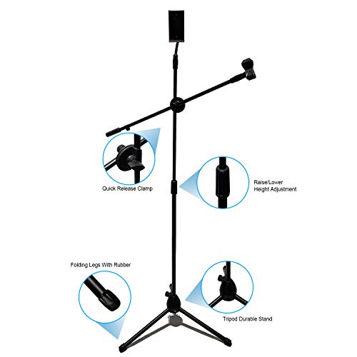 Adjustable Karaoke Microphone Stand with Tablet Holder