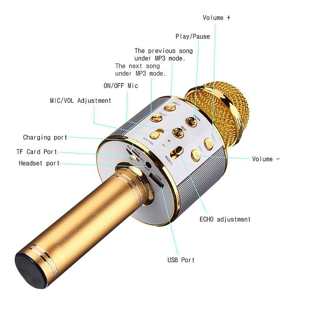 Wireless Bluetooth Karaoke Microphone for Kids & Teens