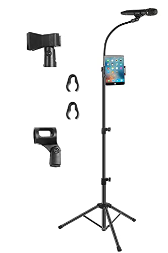 Adjustable Portable Mic Stand with Phone Holder