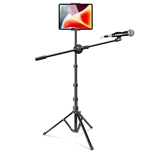 Adjustable Tablet and Boom Mic Stand for Karaoke