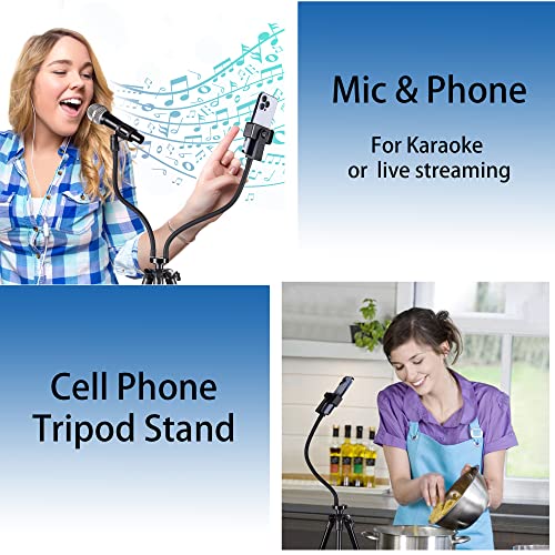 Portable Adjustable Microphone Stand with Phone Holder