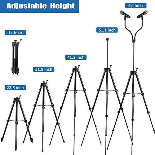 Portable Adjustable Microphone Stand with Phone Holder