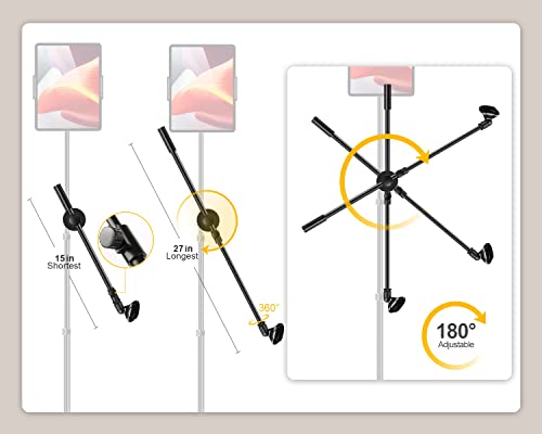 Adjustable Tablet and Boom Mic Stand for Karaoke