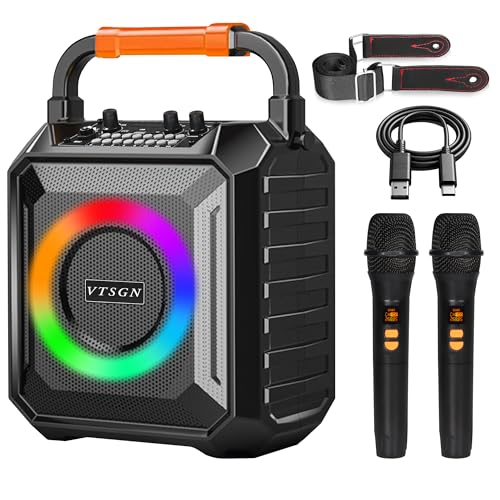 Karaoke Machine: Wireless Dual Mic, Portable, LED Lights