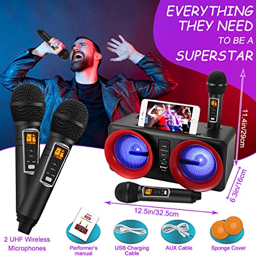 ALPOWL Karaoke Machine with LED Lights and 2 Microphones