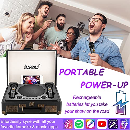 ALPOWL Portable Bluetooth Karaoke Machine with 2 Microphones