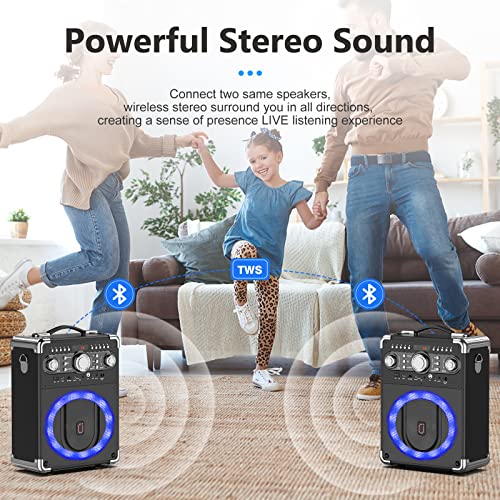 Portable Karaoke Machine with 3 Microphones, DJ Lights