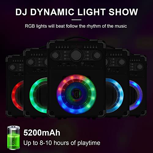 Portable Karaoke Machine with 3 Microphones, DJ Lights