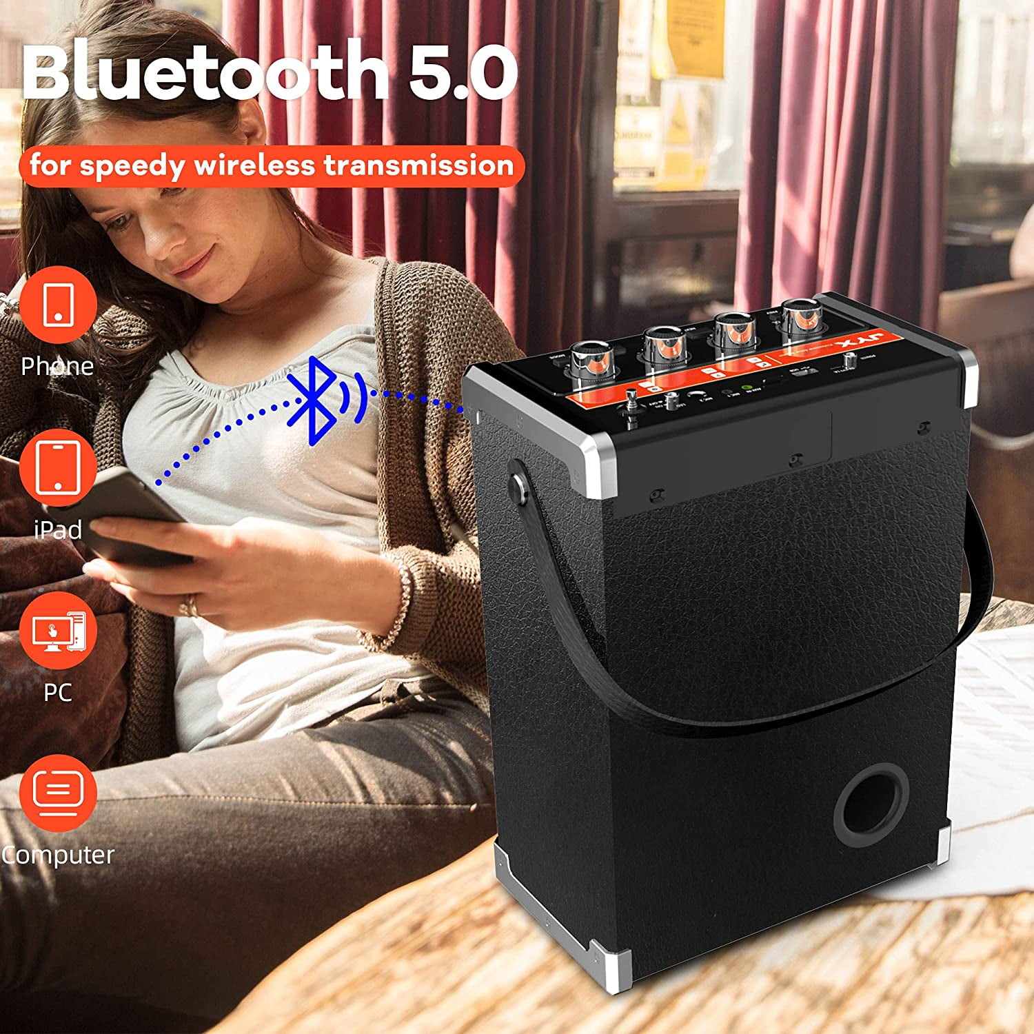 Bluetooth Karaoke Machine with 2 Wireless Microphones