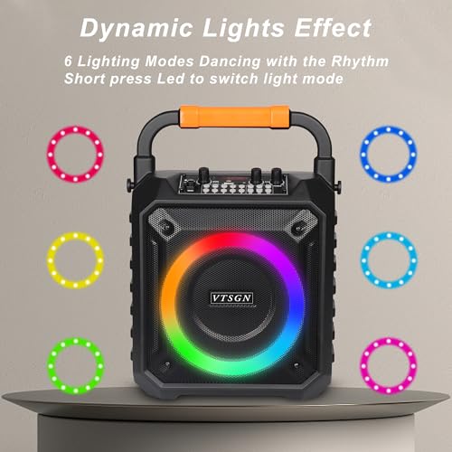 Karaoke Machine: Wireless Dual Mic, Portable, LED Lights