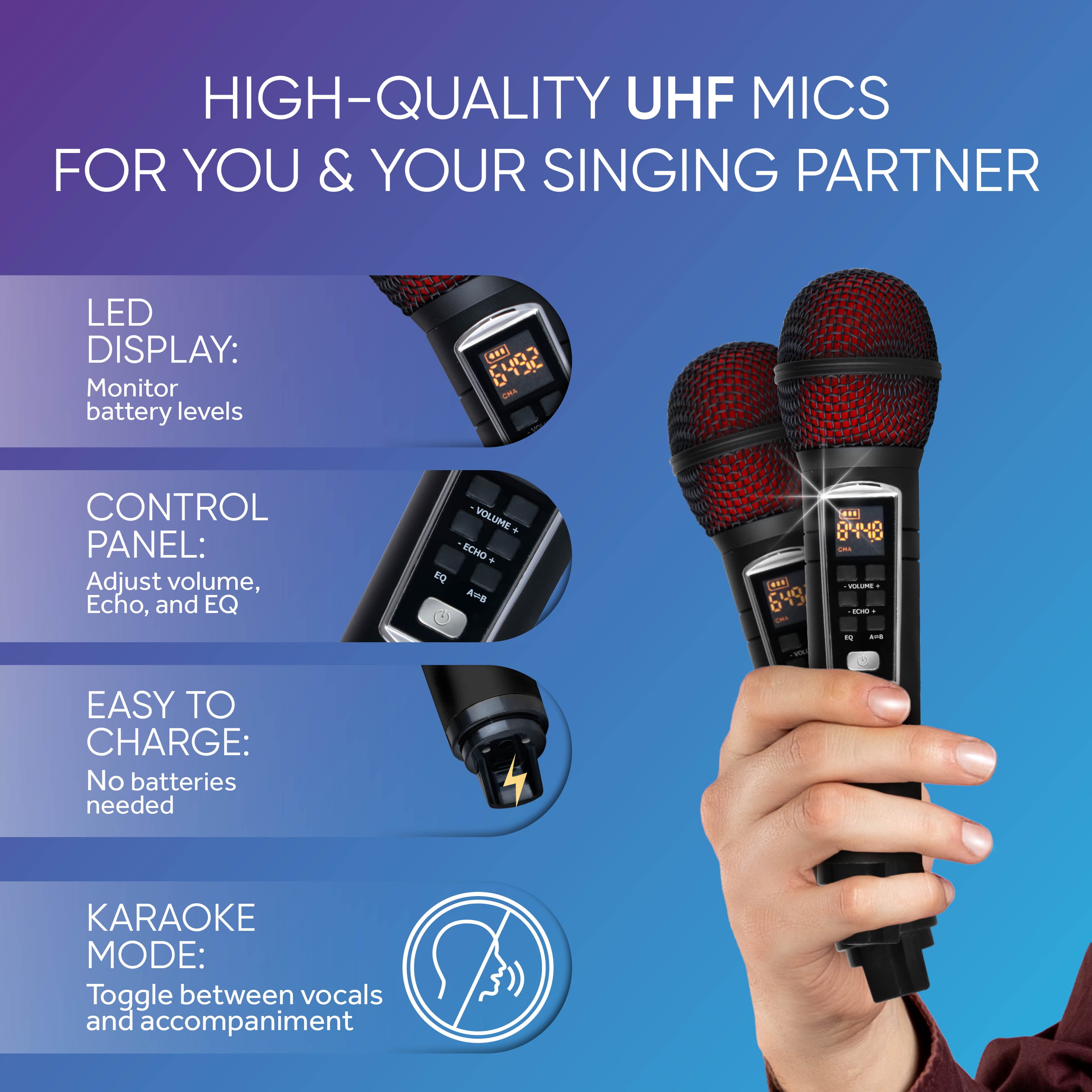 MASINGO Portable Karaoke Machine with Wireless Microphones - Presto G2