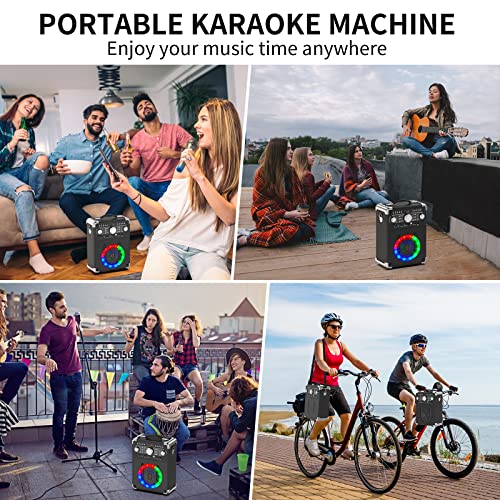 Portable Karaoke Machine with 3 Microphones, DJ Lights