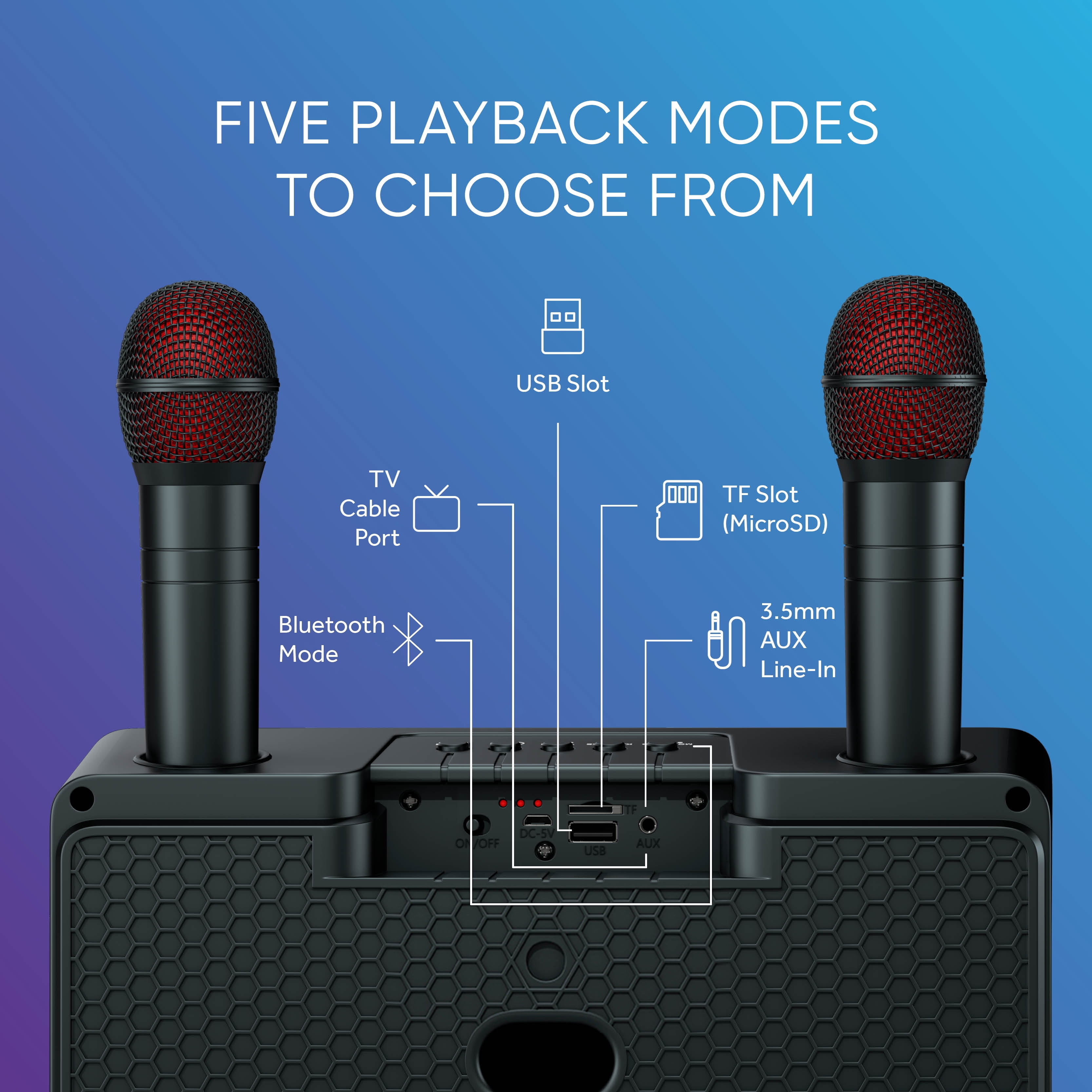 MASINGO Portable Karaoke Machine with Wireless Microphones - Presto G2