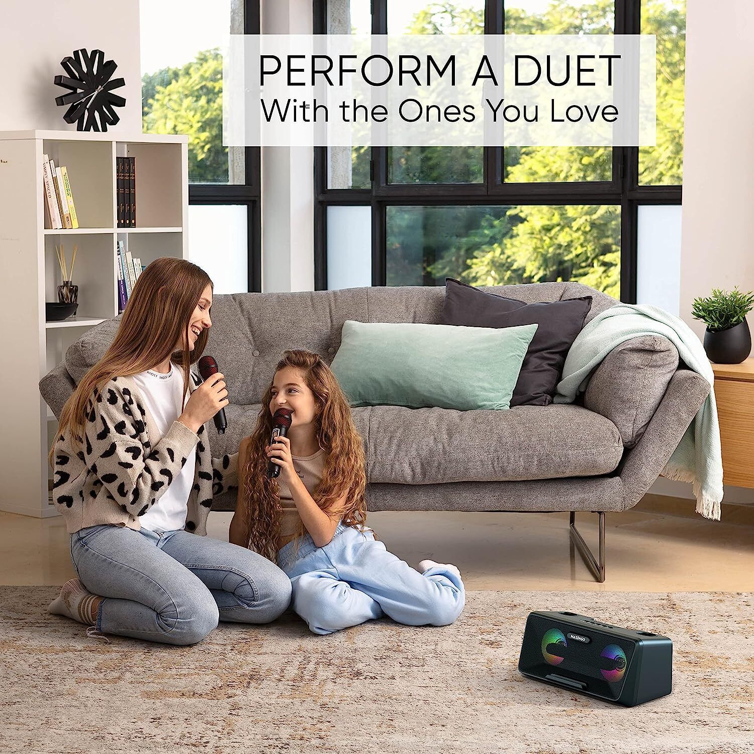 2 Wireless Microphone Karaoke Machine for Adults and Kids