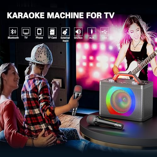 BONAOK Karaoke Machine - Portable Bluetooth Speakers, 2 Microphones