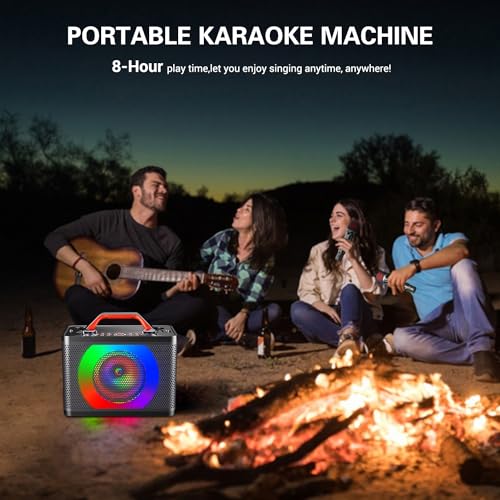 BONAOK Karaoke Machine - Portable Bluetooth Speakers, 2 Microphones