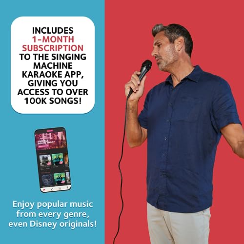 Karaoke Machine with Wired Microphone - LED Disco Lights - Bluetooth