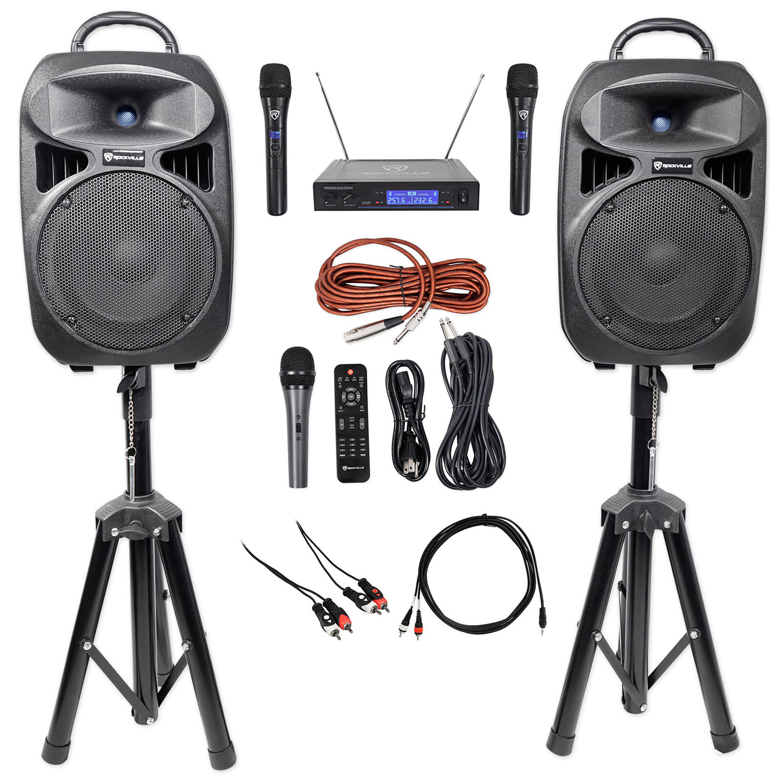 8" Dual Phone/Laptop Karaoke Machine + Wireless Mics