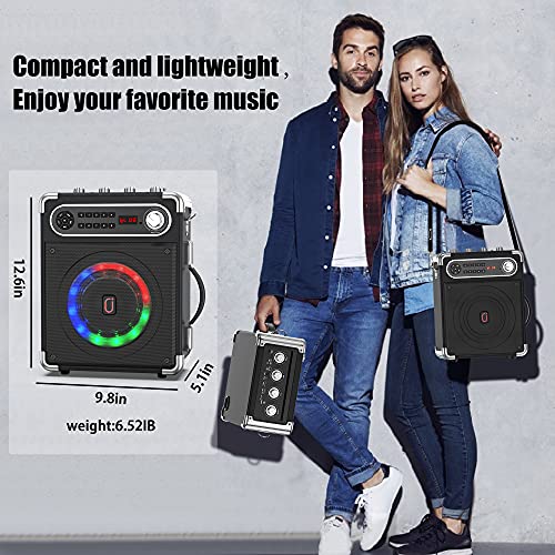 Wireless Karaoke Machine with Adjustable Bass/Treble, LED Lights