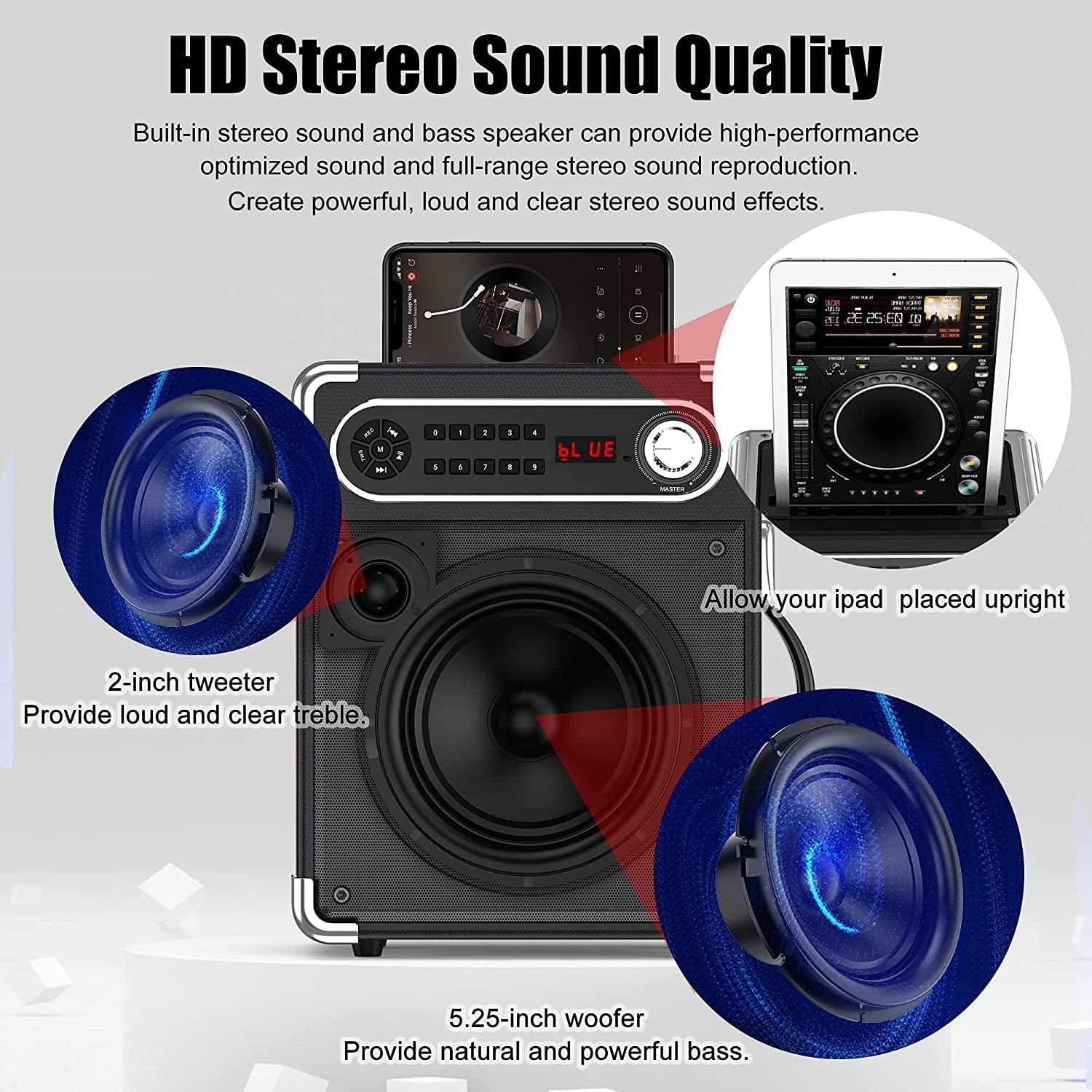 Wireless Bluetooth Karaoke Machine with Dual Microphones