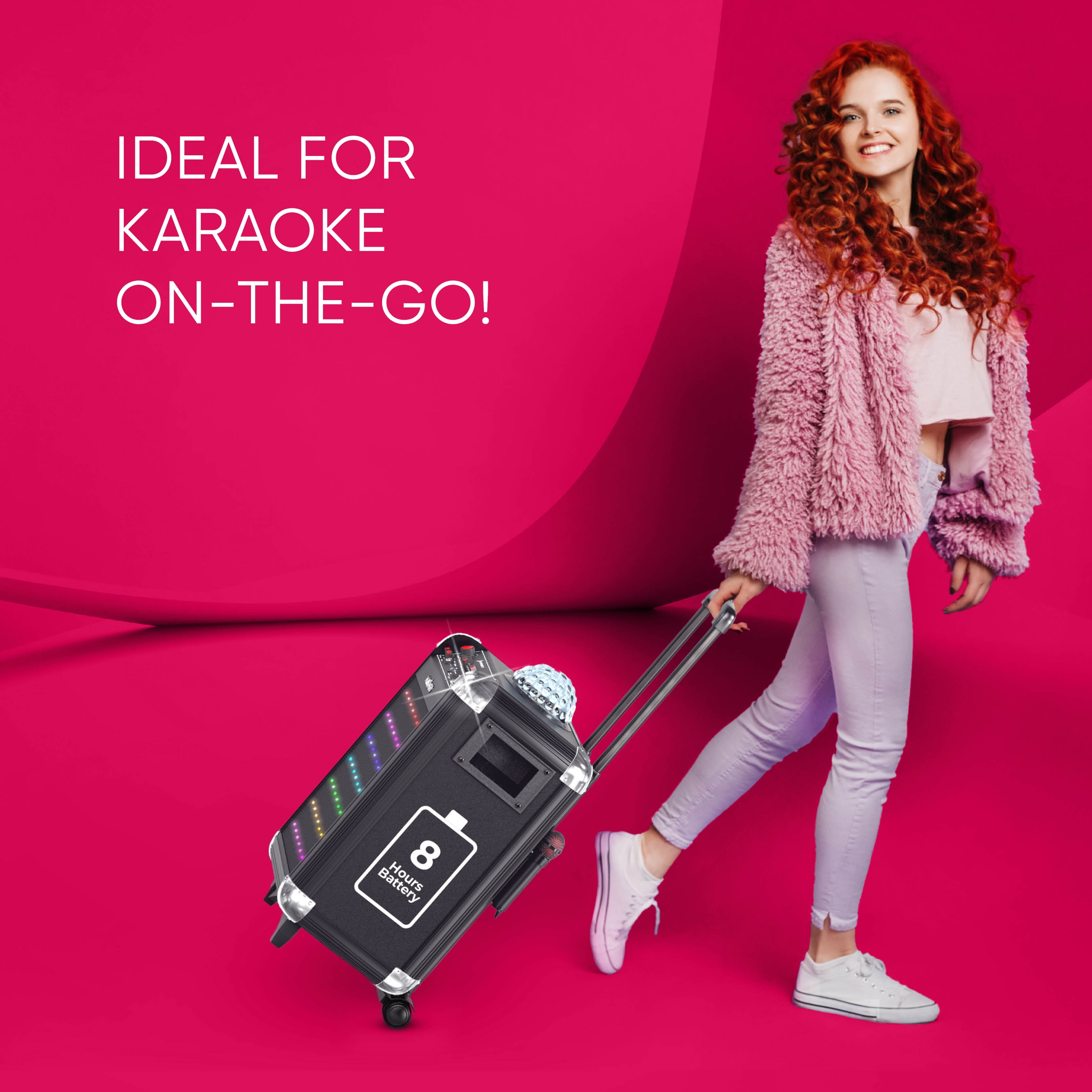 MASINGO Karaoke Machine with UHF Wireless Microphones - Portable Singing System