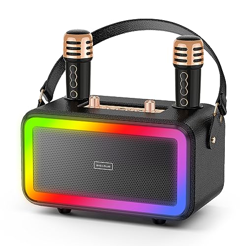 Wireless Karaoke Machine: BIGASUO Wood Speaker, LED Lights