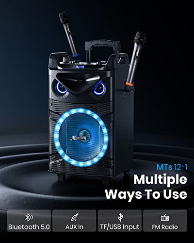 Moukey Portable Karaoke Machine with Wireless Microphones
