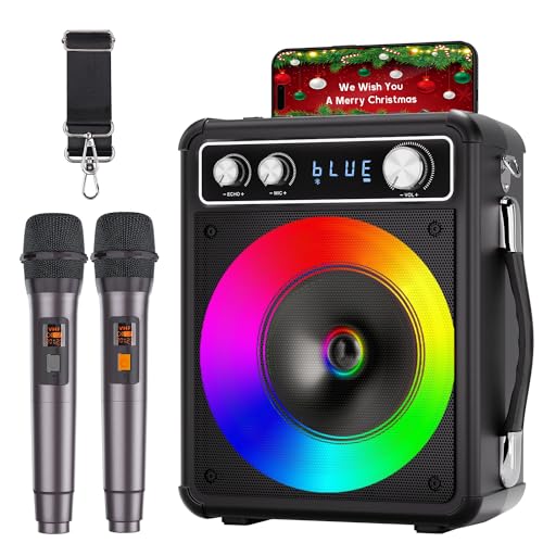 Portable Bluetooth Karaoke Speaker with 2 Wireless Microphones