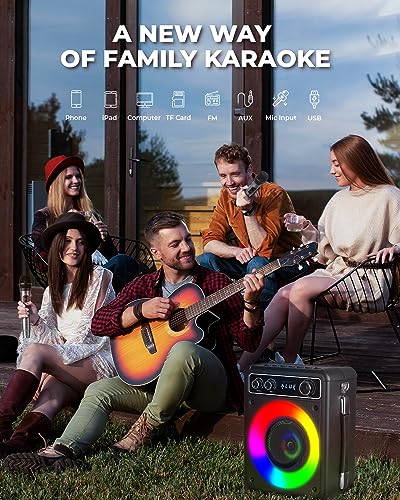 Portable Bluetooth Karaoke Speaker with 2 Wireless Microphones