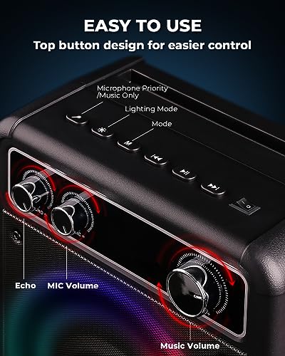 Portable Bluetooth Karaoke Speaker with 2 Wireless Microphones