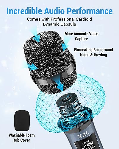 Dual Wireless Karaoke Microphones with UHF Receiver