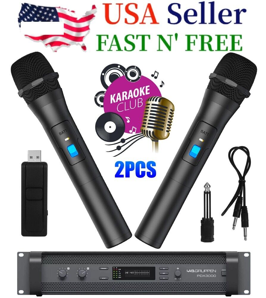 2-Pack VHF Wireless Handheld Karaoke Microphones