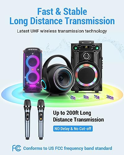Dual Wireless Karaoke Microphones with UHF Receiver
