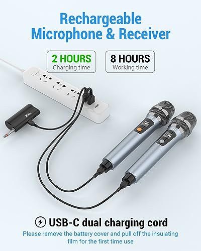 Dual Wireless Karaoke Microphones with UHF Receiver