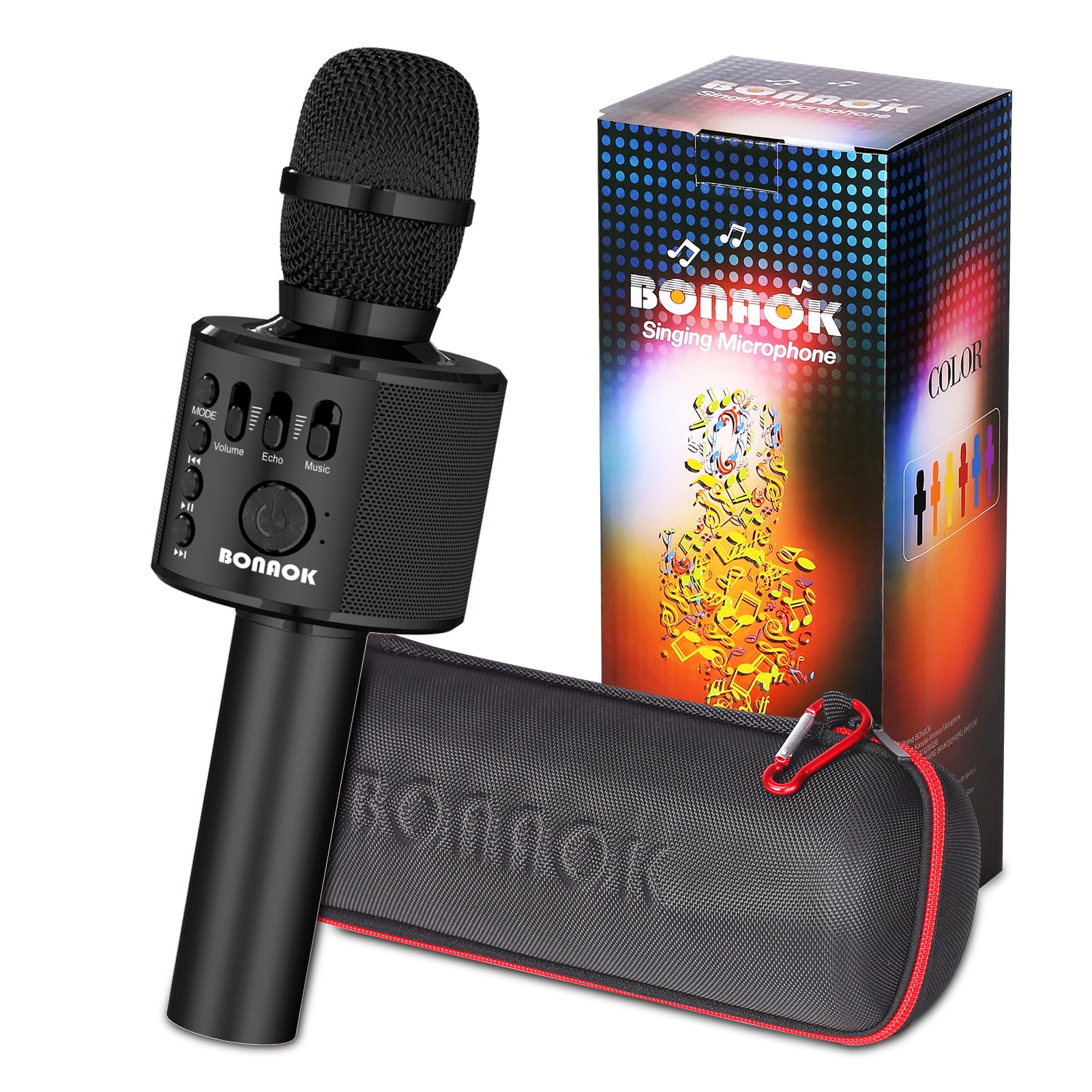 BONAOK 3-in-1 Bluetooth Karaoke Microphone (Black)